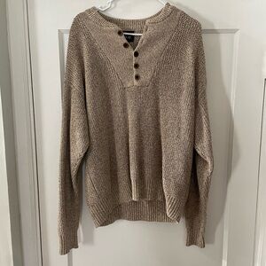 Men’s Redhead Tan Knit Sweater with Button Detailing - Size Medium